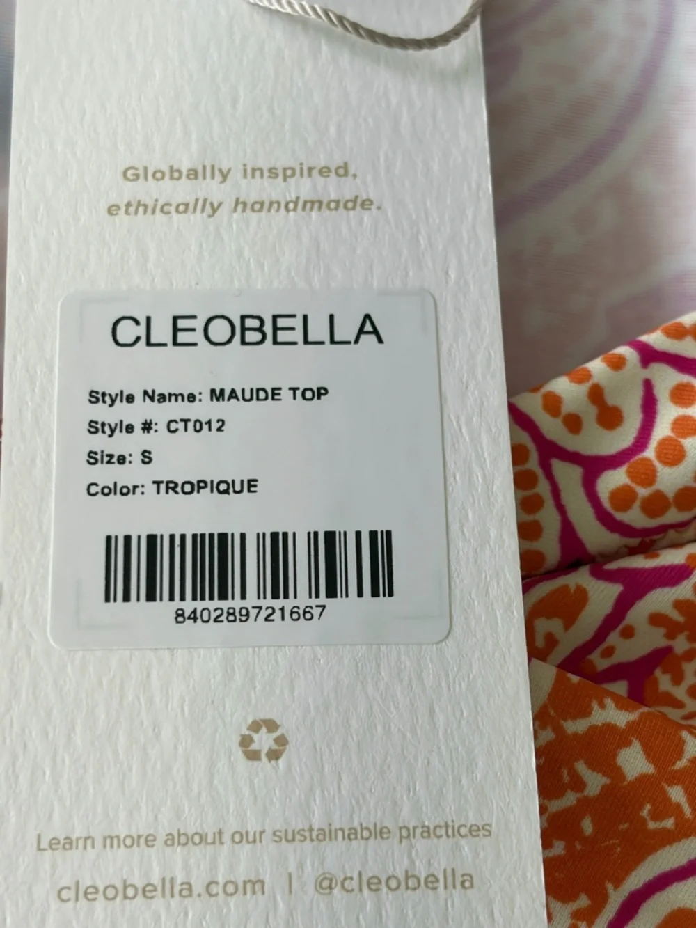 Cleobella Maude Bikini Top NWT size Small Floral Puff Sleeve Tie Front Festival